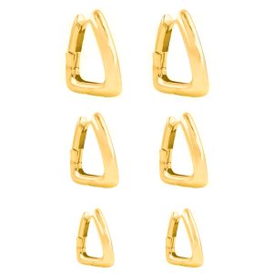 BC4357L-Trio de brincos de argola triângular folheado a ouro 18k